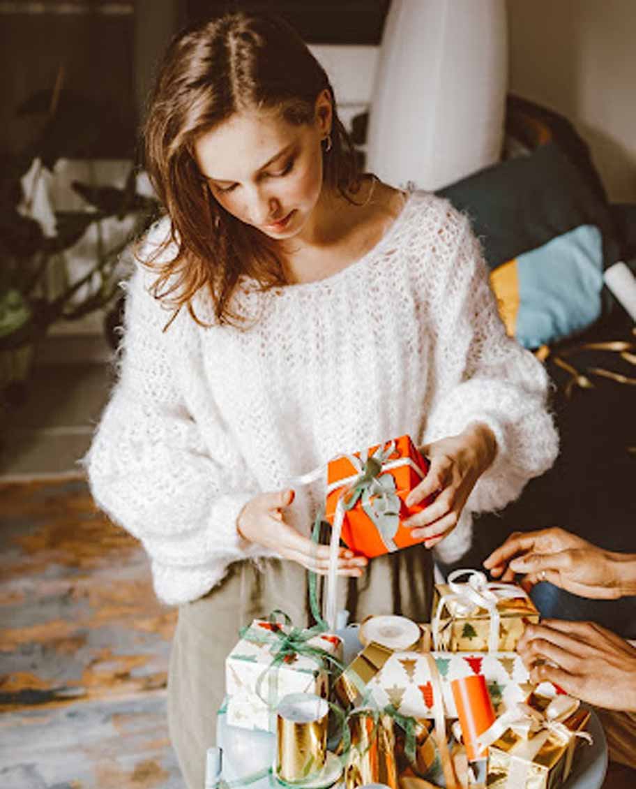 woman holding a gift